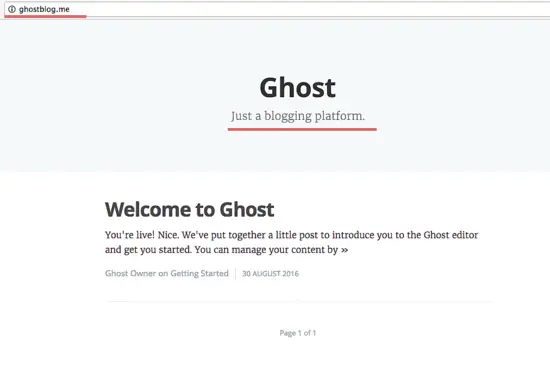 Ghost start page