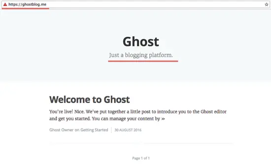 Ghost installed with SSL