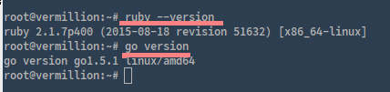 Test the ruby and Go installation.