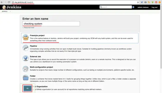 Create a new Job in Jenkins