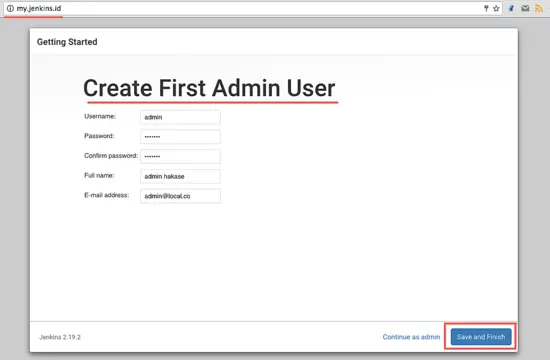 Create Jenkins admin account