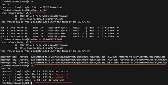 Restore file from quarantine directory