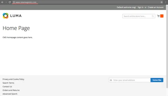 Magento home page