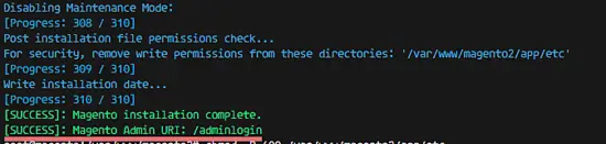Magento installation finished
