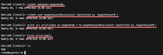Create the magento database