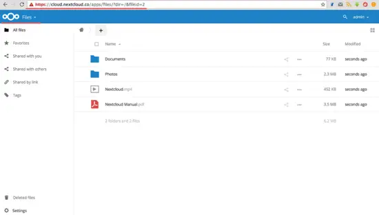 Nextcloud Admin Dashboard File Manager