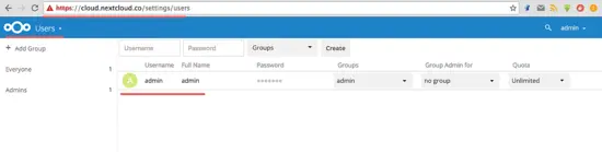 Nextcloud user settings