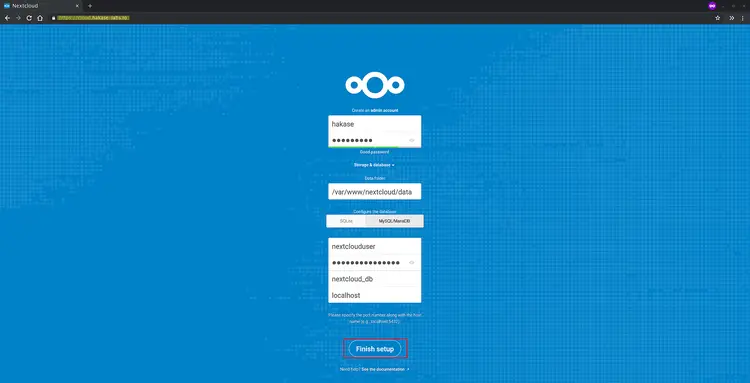 Nextcloud web installer