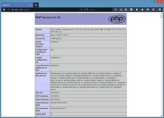 The PHP info from our nginx server.