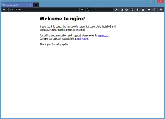 The Nginx Welcome page.