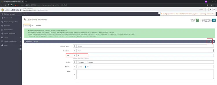 Configure http port