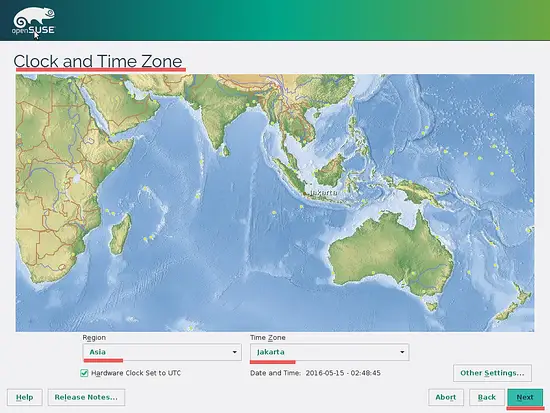 Time Zone Configuration OpenSUSE Leap 42.1