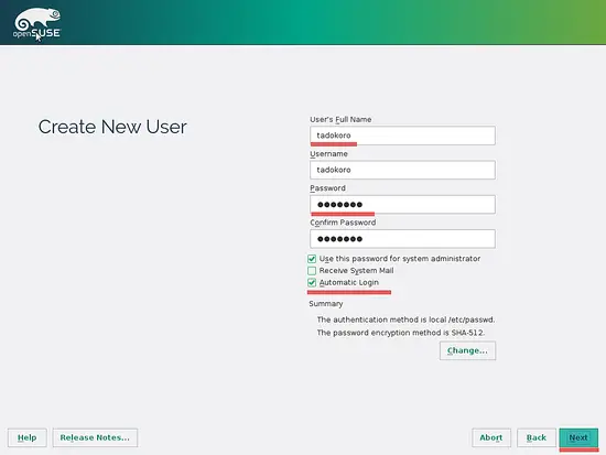 Create New User for OpenSUSE Leap 42.1