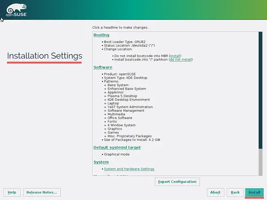 Verifiy Installation Settings