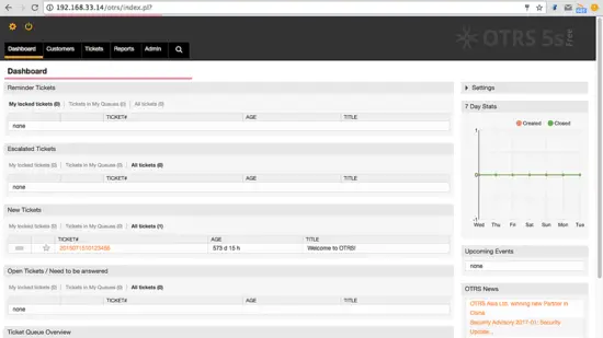 OTRS Admin Dashboard Without Error Messages