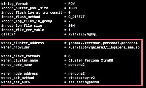 Percona Server configuration.