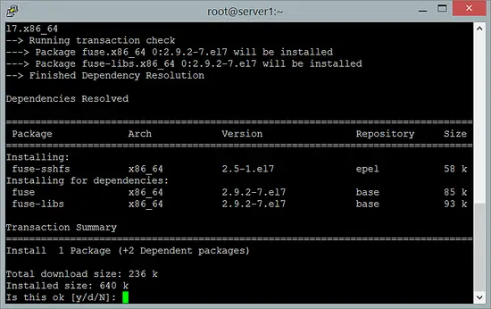 Install SSHFS with yum