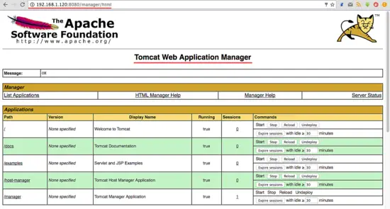 Apache Tomcat Manager Dashboard