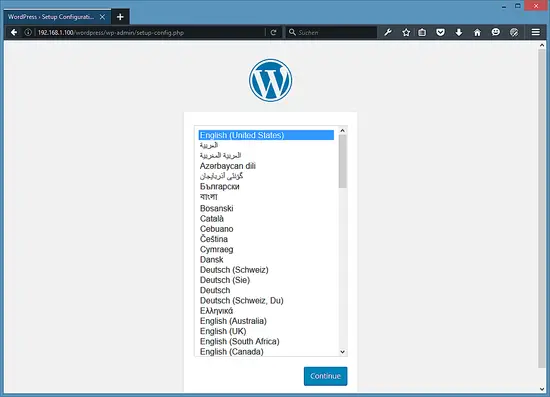 Select the language in WordPress