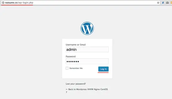 Login to wordpress admin dashboard