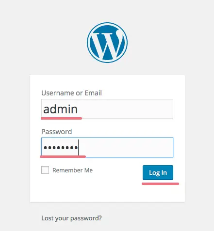 WordPress Login.