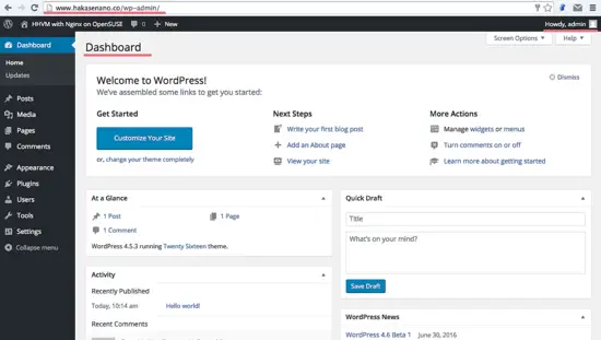 WordPress Dashboard