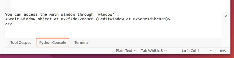 Gedit Python Console