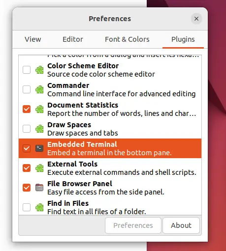 Gedit embedded terminal