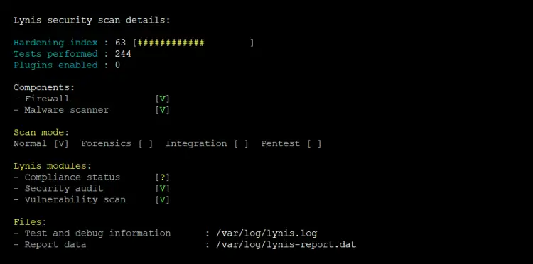 Security Audit result from Lynis