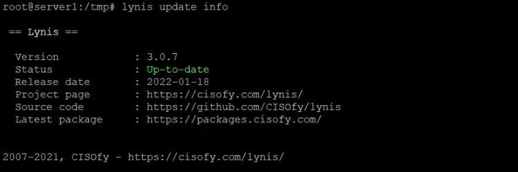 Updating Lynis sec scanner