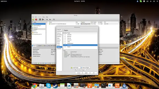 Enable scheduling plugin in Deluge.