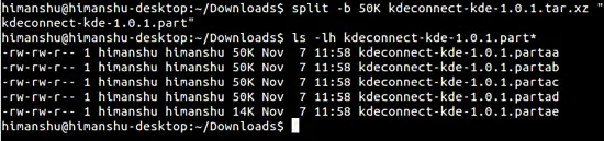 Split tar.gz file.