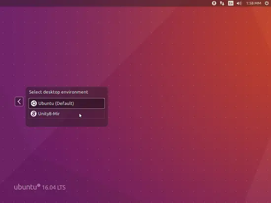 Choose Unity Desktop during Login.