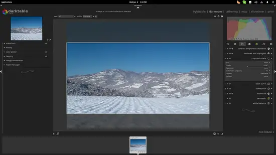 Darktable image editing - step 1.