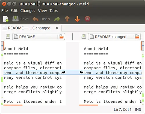 Meld advanced file comparison