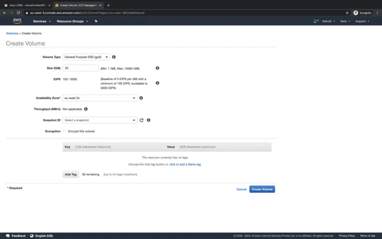 Volume type and details