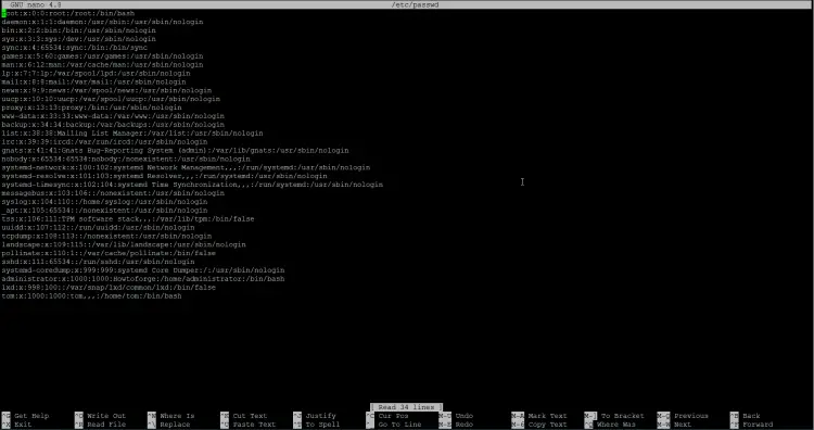 Nano command line editor