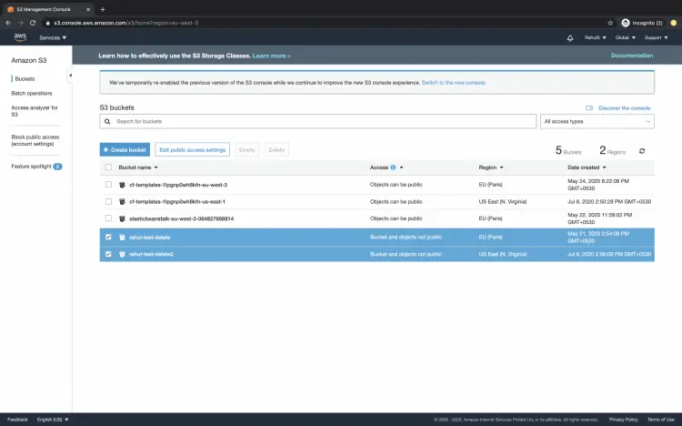 S3 main dashboard