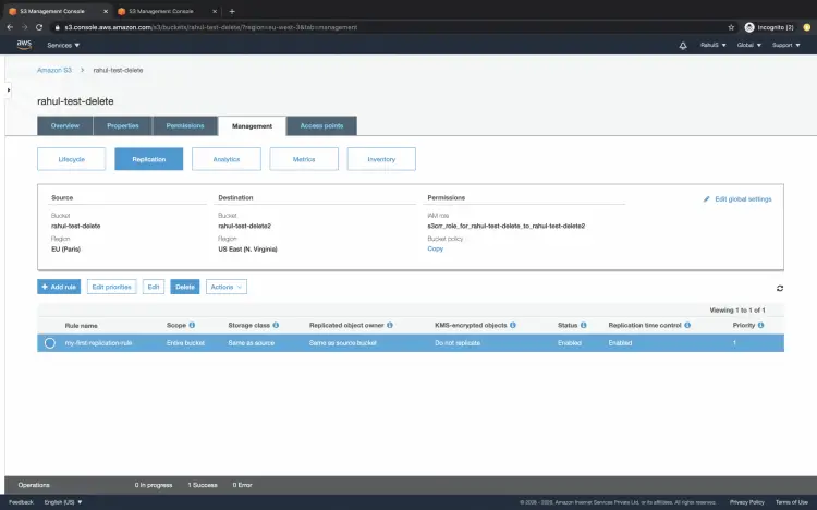 Select the replication rule for deletion