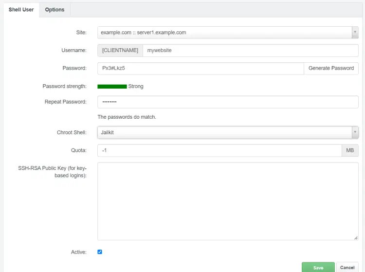 ISPConfig SSH user