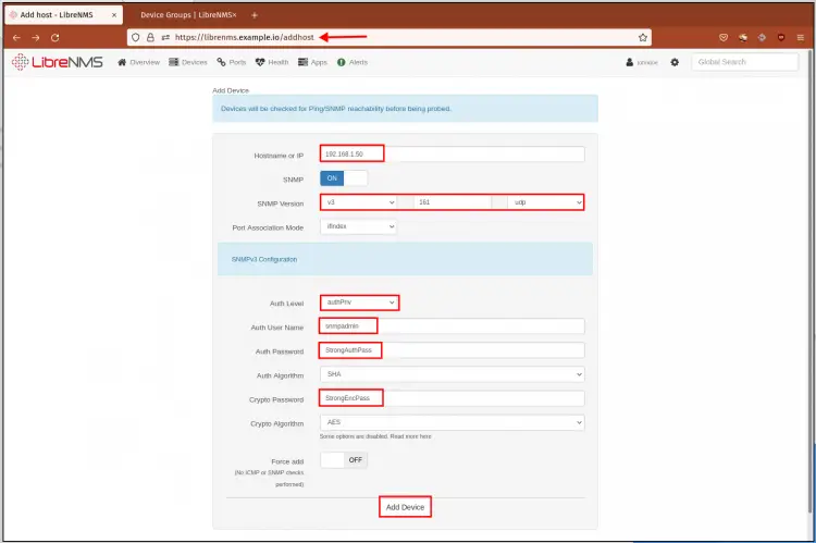 LibreNMS Add Host/Devices