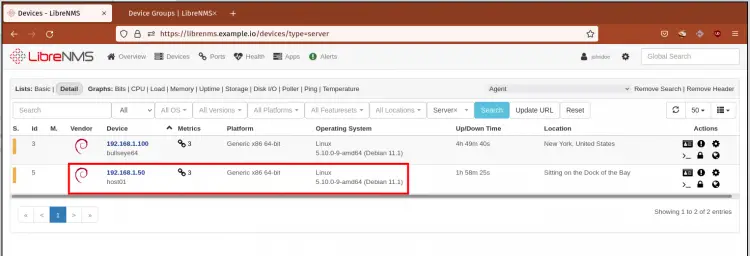 LibreNMS List Hosts