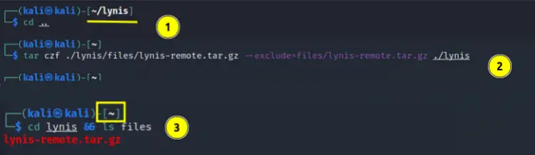Creating a tar file of the lynis folder