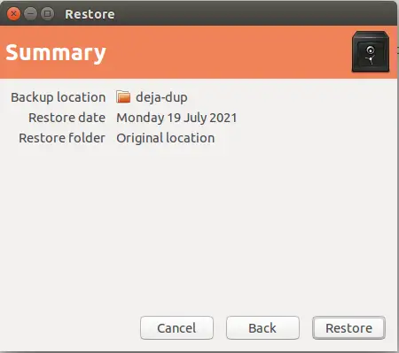 File restore summary