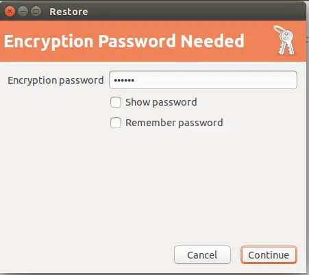 Enter backup password