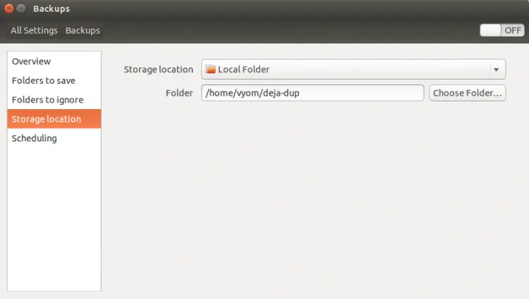 Backup Storage location