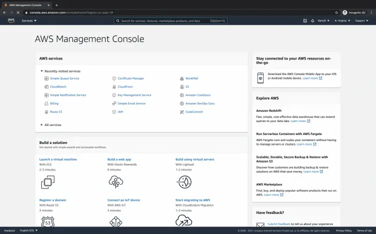 Main AWS Console