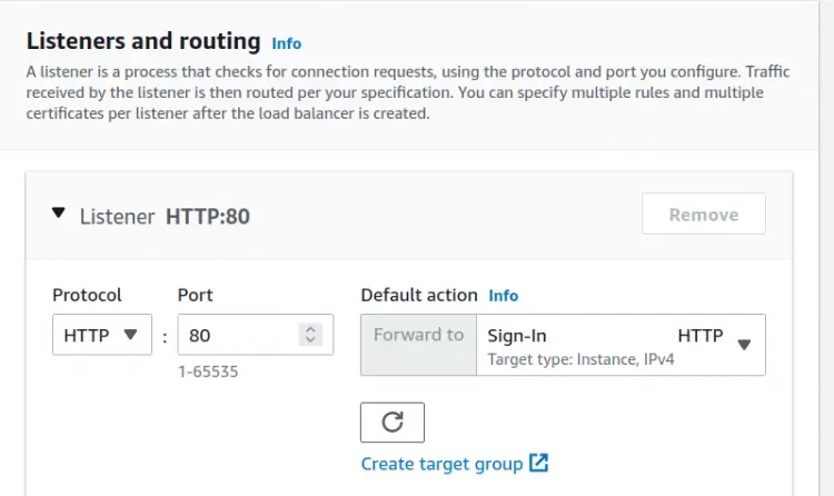 Configuring the load balancer's listeners