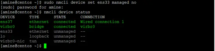 Set network device status to unmanaged