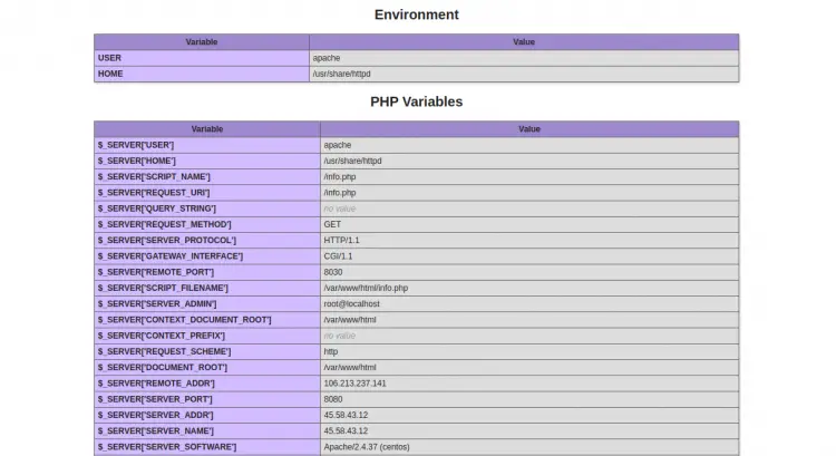 PHP info